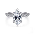 Lanna - 14K White Gold Marquise Shape Diamond Engagement Ring