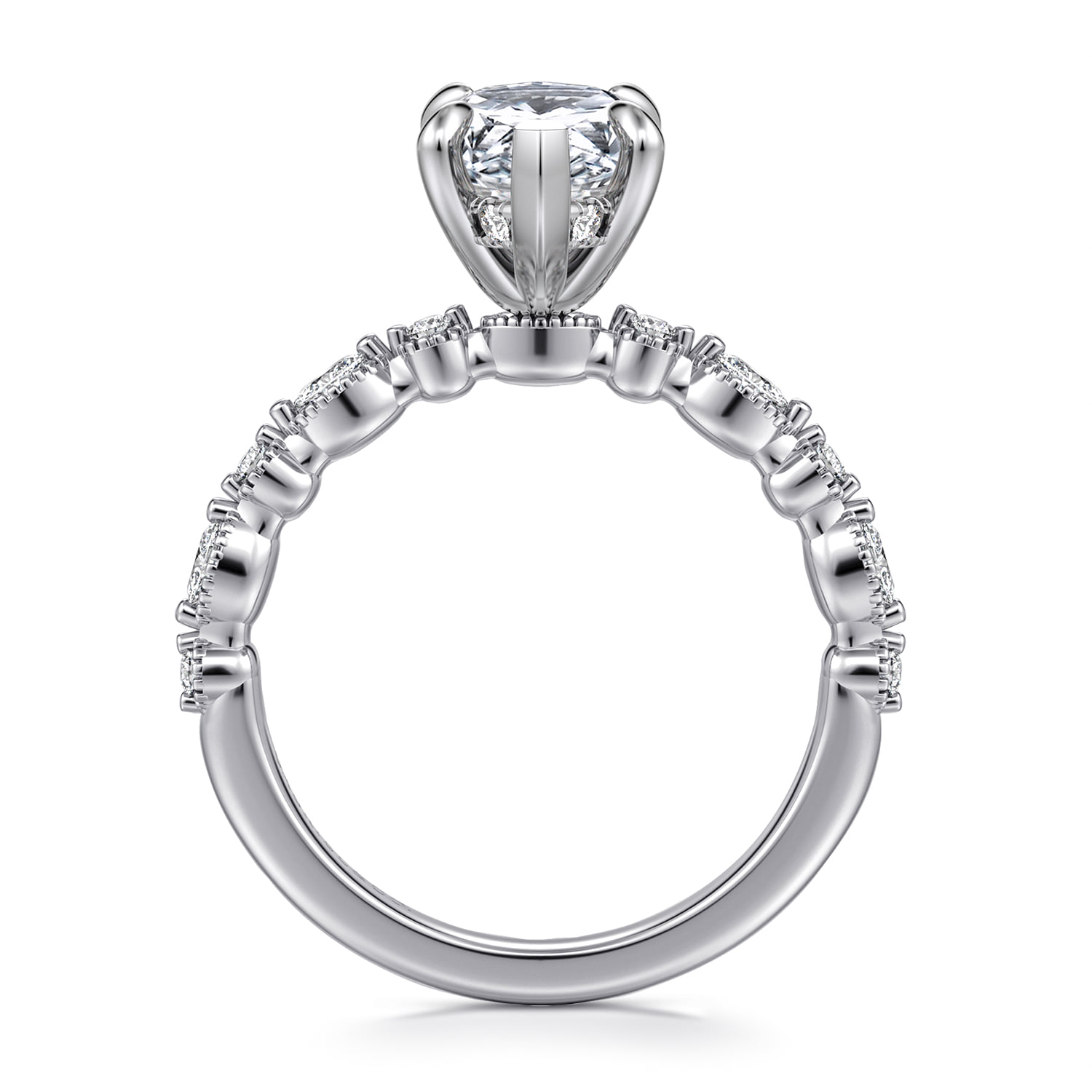 Marquise Diamond Engagement Ring in 14K White Gold, photograph 2
