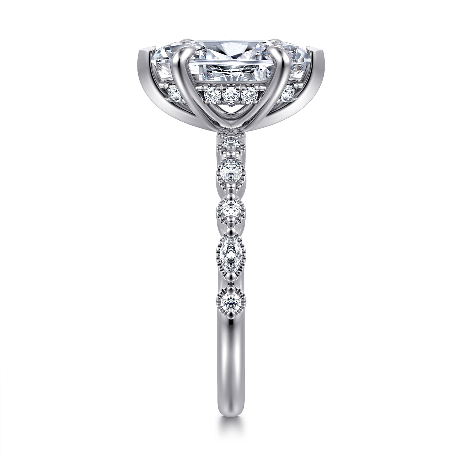 Marquise Diamond Engagement Ring in 14K White Gold, photograph 4