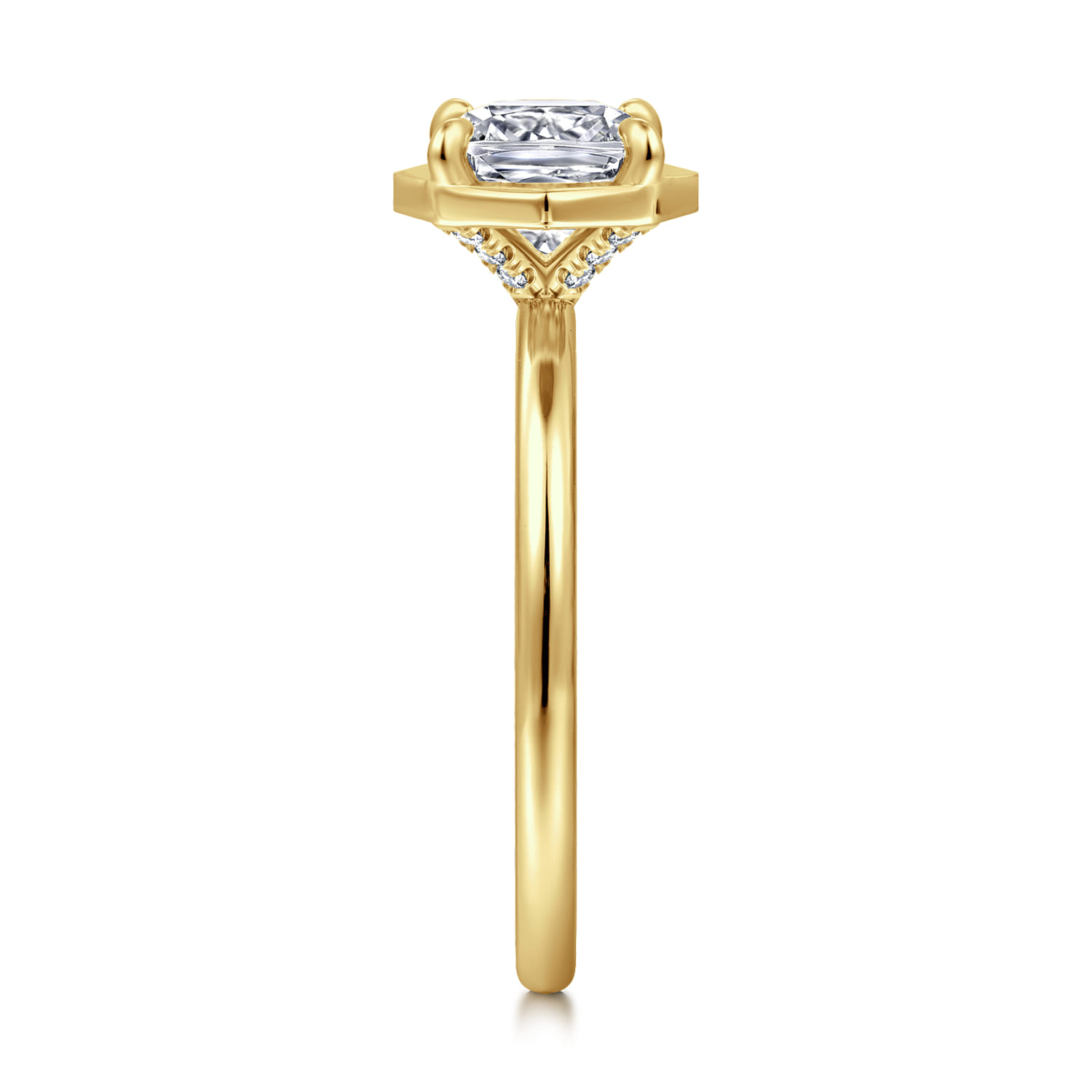 Cushion Bezel Prong Diamond Engagement Ring in 14K Yellow Gold, photograph 4