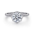 Cassi - 14K White Gold Bezel Prong Round Diamond Engagement Ring