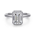 Catallina - 14K White Gold Bezel Prong Emerald Cut Diamond Engagement Ring