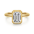 Catallina - 14K Yellow Gold Bezel Prong Emerald Cut Diamond Engagement Ring