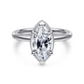 Catallina - 14K White Gold Marquise Shape Bezel Prong Diamond Engagement Ring