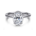 Catallina - 14K White Gold Bezel Prong Oval Diamond Engagement Ring