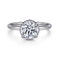 Catallina - 14K White Gold Bezel Prong Round Diamond Engagement Ring