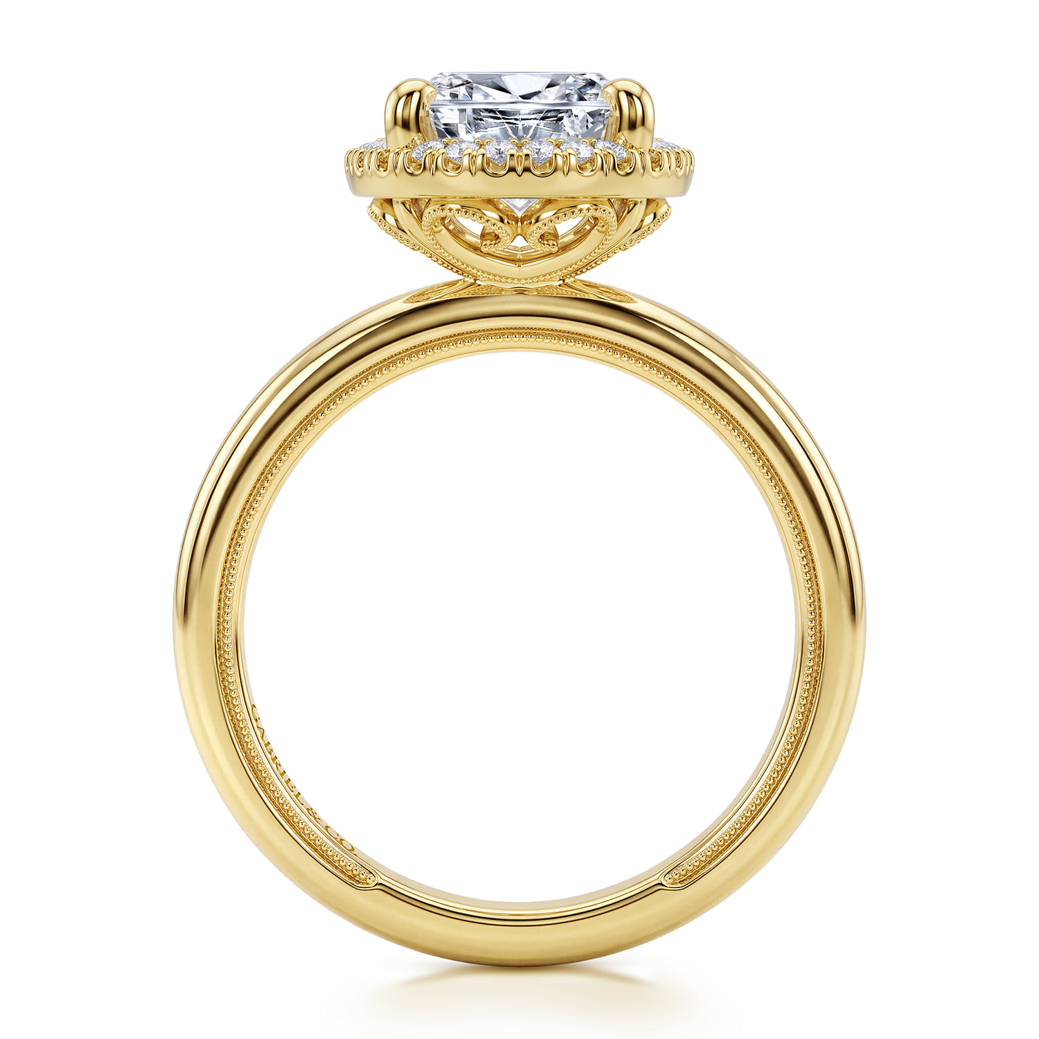 Oval Halo Diamond Engagement Ring in 14K Yellow Gold, photograph 2