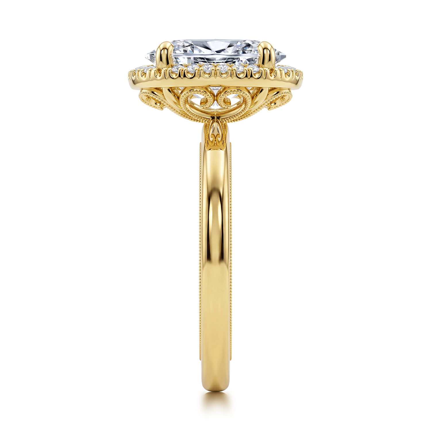 Oval Halo Diamond Engagement Ring in 14K Yellow Gold, photograph 5