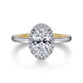 Amelie - 14K Yellow and White Gold Oval Halo Diamond Engagement Ring