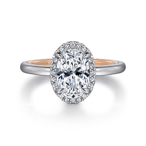 Amelie - 14K Rose Gold Oval Halo Diamond Engagement Ring