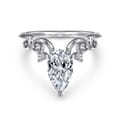 Russo - 14K White Gold Pear Shape Chevron Engagement Ring