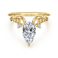 Russo - 14K Yellow Gold Pear Shape Chevron Engagement Ring