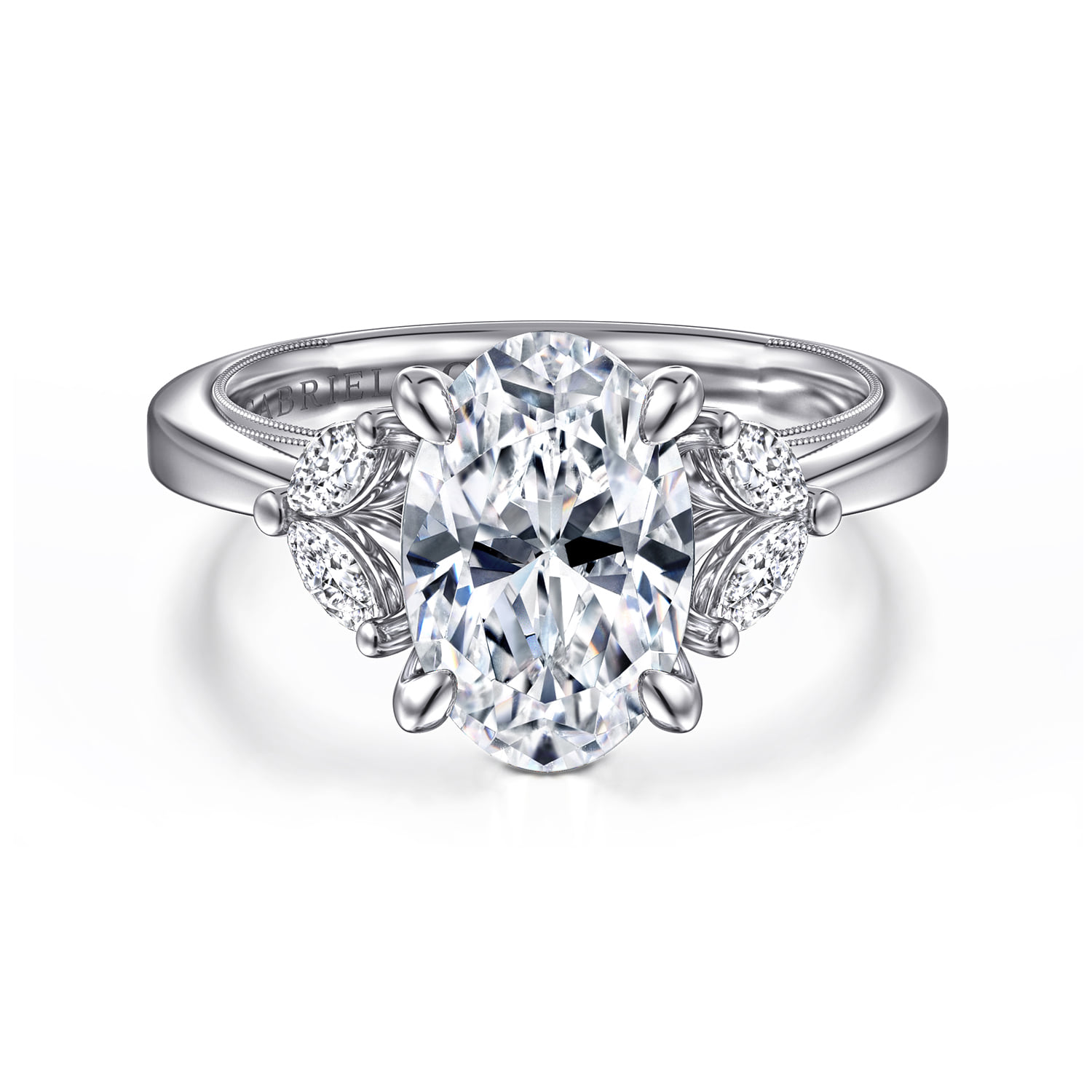 Oval Diamond Engagement Ring in 14K White Gold
