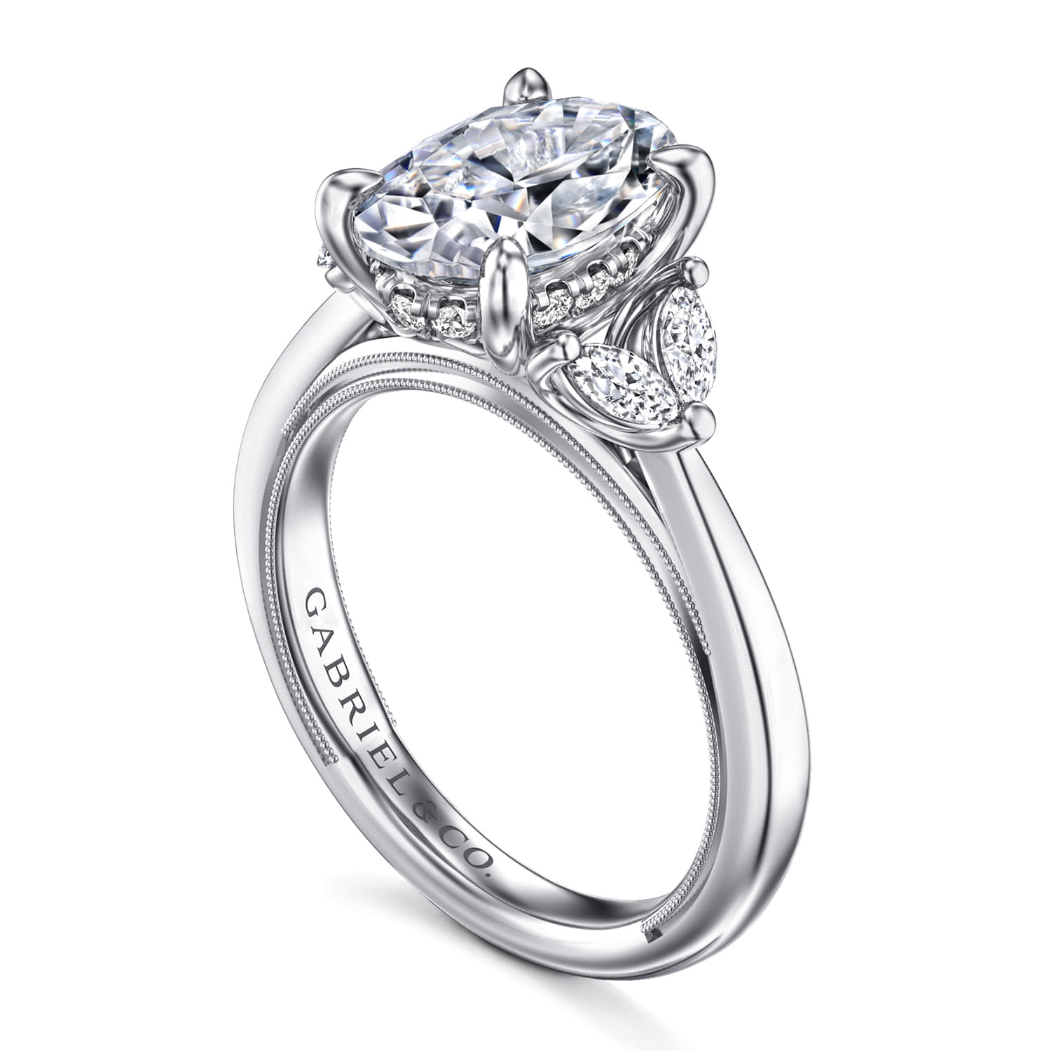 Oval Diamond Engagement Ring in 14K White Gold, photograph 3
