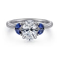Dani - 14K White Gold Round Diamond and Sapphire Engagement Ring