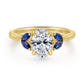 Dani - 14K Yellow Gold Round Diamond and Sapphire Engagement Ring