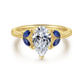 Dani - 14K Yellow Gold Pear Shape Diamond and Sapphire Engagement Ring