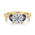 Dani - 14K Yellow Gold Round Diamond and Sapphire Engagement Ring