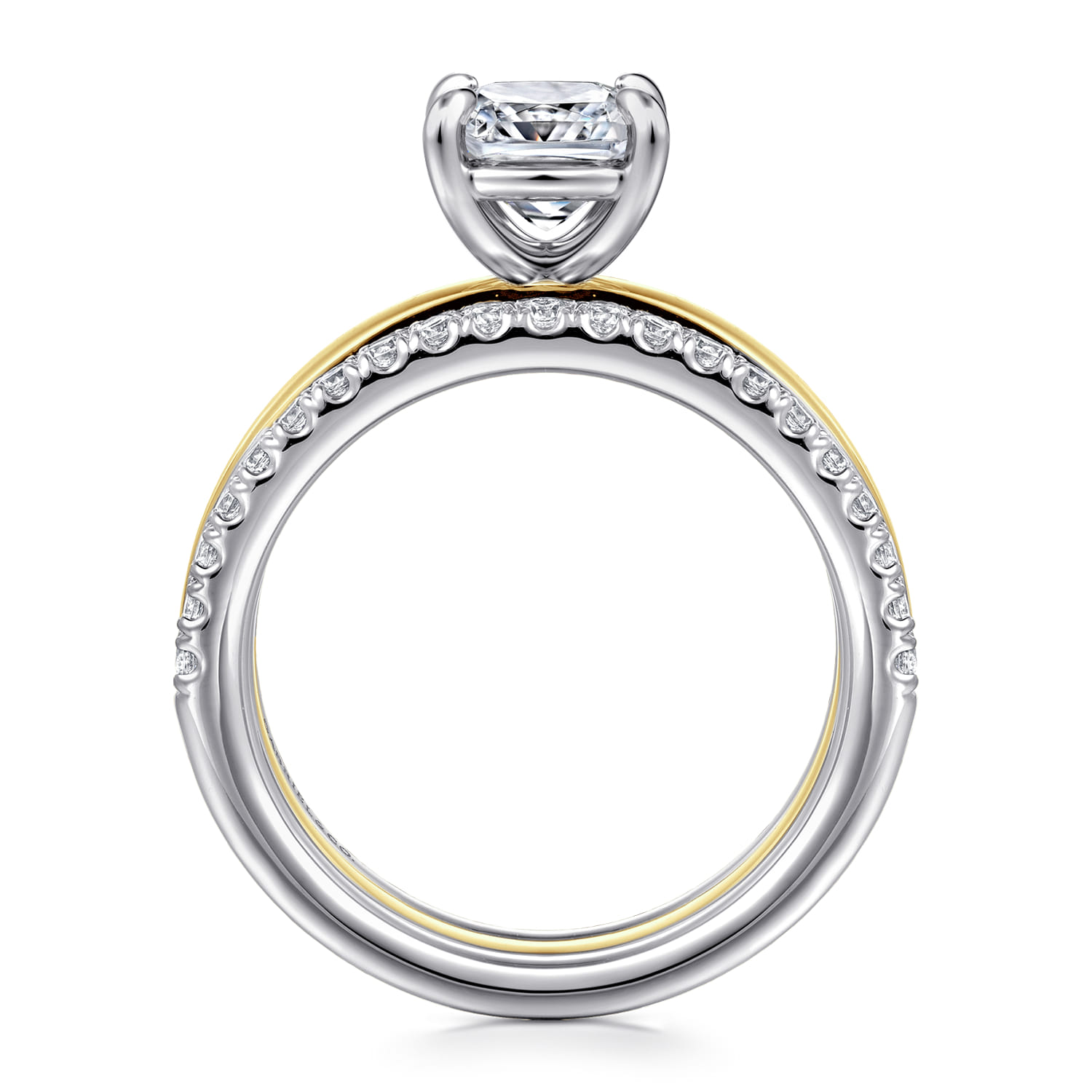 Cushion Diamond Engagement Ring in 14K White/Yellow Gold, photograph 2
