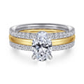 Reba - 14K White-Yellow Gold Oval Diamond Engagement Ring