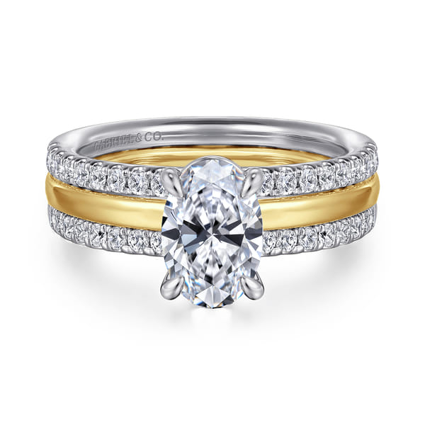 14K White-Yellow Gold Oval Diamond Engagement Ring
