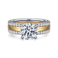 Reba - 14K White-Yellow Gold Round Diamond Engagement Ring