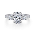 Briellah - 14K White Gold Oval Three Stone Diamond Engagement Ring