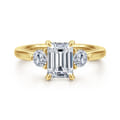 Abbi - 14K Yellow Gold Emerald Cut Three Stone Diamond Engagement Ring