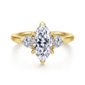Abbi - 14K Yellow Gold Marquise Shape Three Stone Diamond Engagement Ring