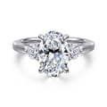 Abbi - 14K White Gold Oval Three Stone Diamond Engagement Ring