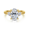 Abbi - 14K Yellow Gold Oval Three Stone Diamond Engagement Ring