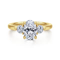 Abbi - 14K Yellow Gold Oval Three Stone Diamond Engagement Ring