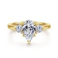 Abbi - 14K Yellow Gold Pear Shape Three Stone Diamond Engagement Ring