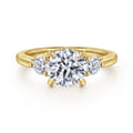 Abbi - 14K Yellow Gold Round Three Stone Diamond Engagement Ring