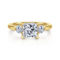 Abbi - 14K Yellow Gold Princess Cut Three Stone Diamond Engagement Ring