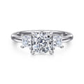 Antonia - 14K White Gold Cushion Cut Three Stone Diamond Engagement Ring