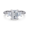 Antonia - 14K White Gold Emerald Cut Three Stone Diamond Engagement Ring