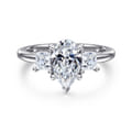 Antonia - 14K White Gold Pear Shape Three Stone Diamond Engagement Ring