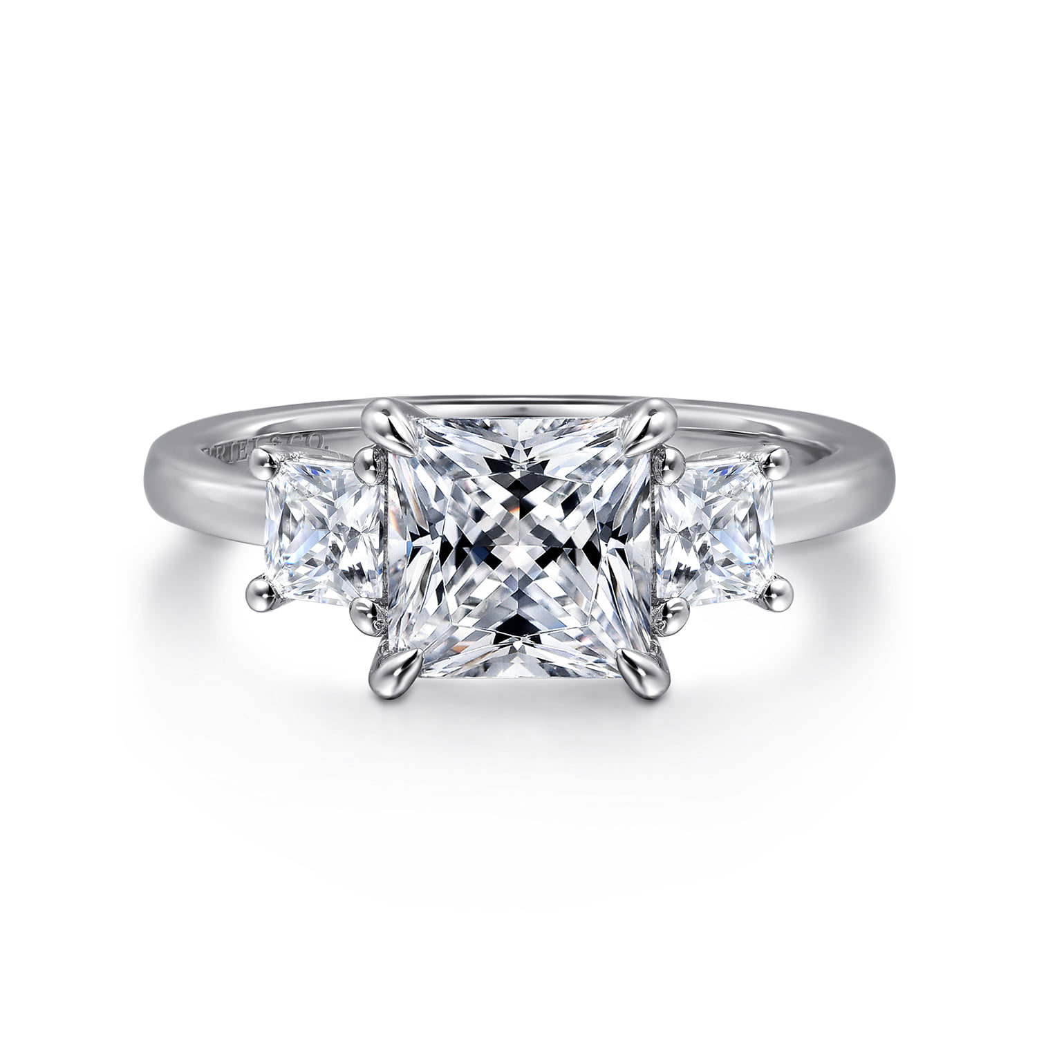 14K White Gold Princess Cut Three Stone Diamond Engagement Ring @ $3700 ...