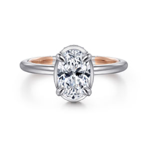 Sharie - 14K White-Rose Gold Oval Halo Diamond Engagement Ring