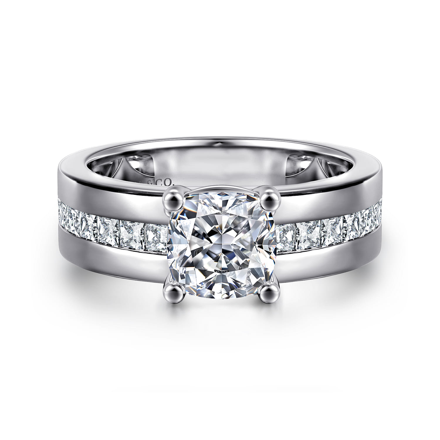 Wide Band Diamond Engagement Ring