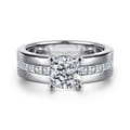 Adley - 14K White Gold Wide Band Cushion Cut Diamond Engagement Ring