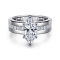 Adley - 14K White Gold Wide Band Marquise Shape Diamond Engagement Ring