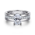 Adley - 14K White Gold Wide Band Oval Diamond Engagement Ring