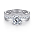 Adley - 14K White Gold Wide Band Round Diamond Engagement Ring