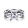 Adley - 14K White Gold Wide Band Princess Cut Diamond Engagement Ring
