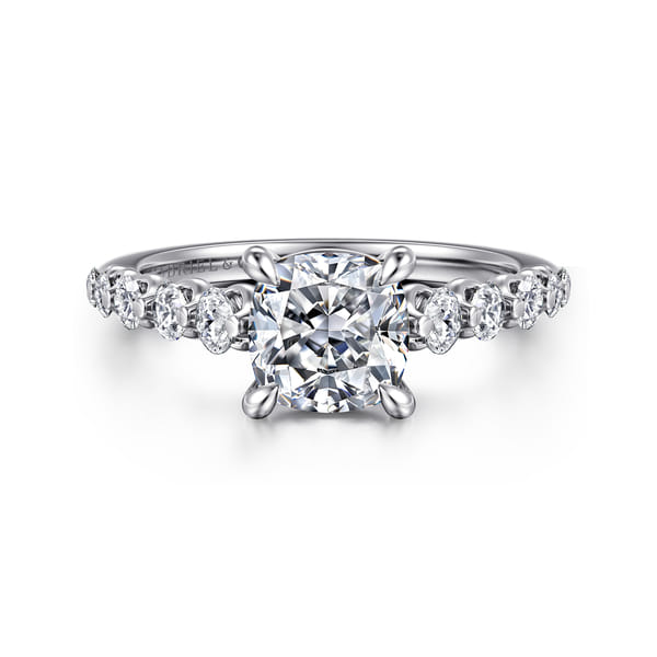 14K White Gold Cushion Cut Diamond Engagement Ring