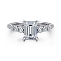 Emberlie - 14K White Gold Emerald Cut Diamond Engagement Ring