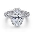 Sharon - 14K White Gold Oval Halo Twisted Diamond Engagement Ring