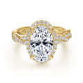 Sharon - 14K Yellow Gold Oval Halo Twisted Diamond Engagement Ring